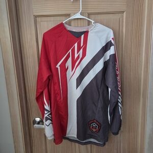 Men's Fly Racing Kinetic Motocross Jersey Red White Dort Bike Long Sleeve Large
